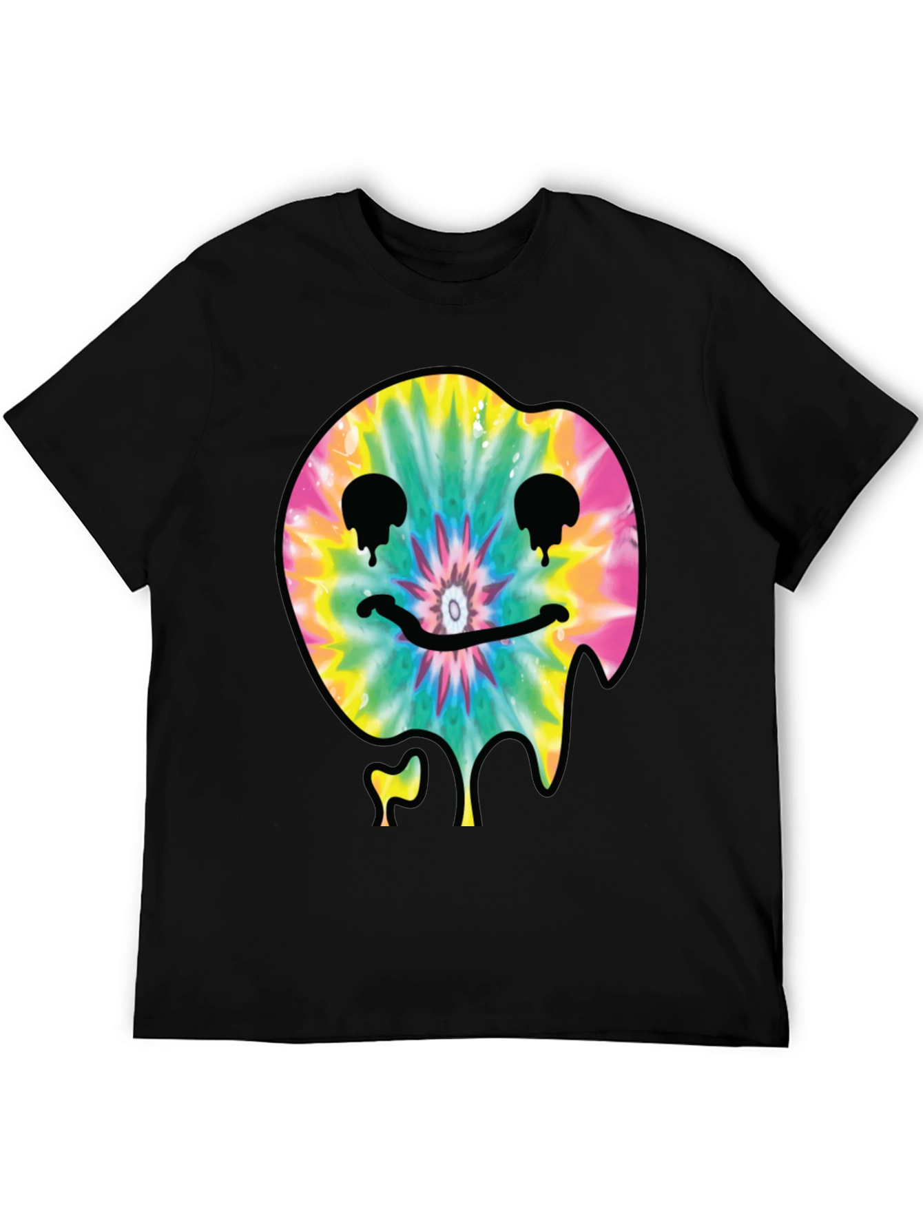 Tie-Dye Dripping Smiley Face Graphic T-Shirt