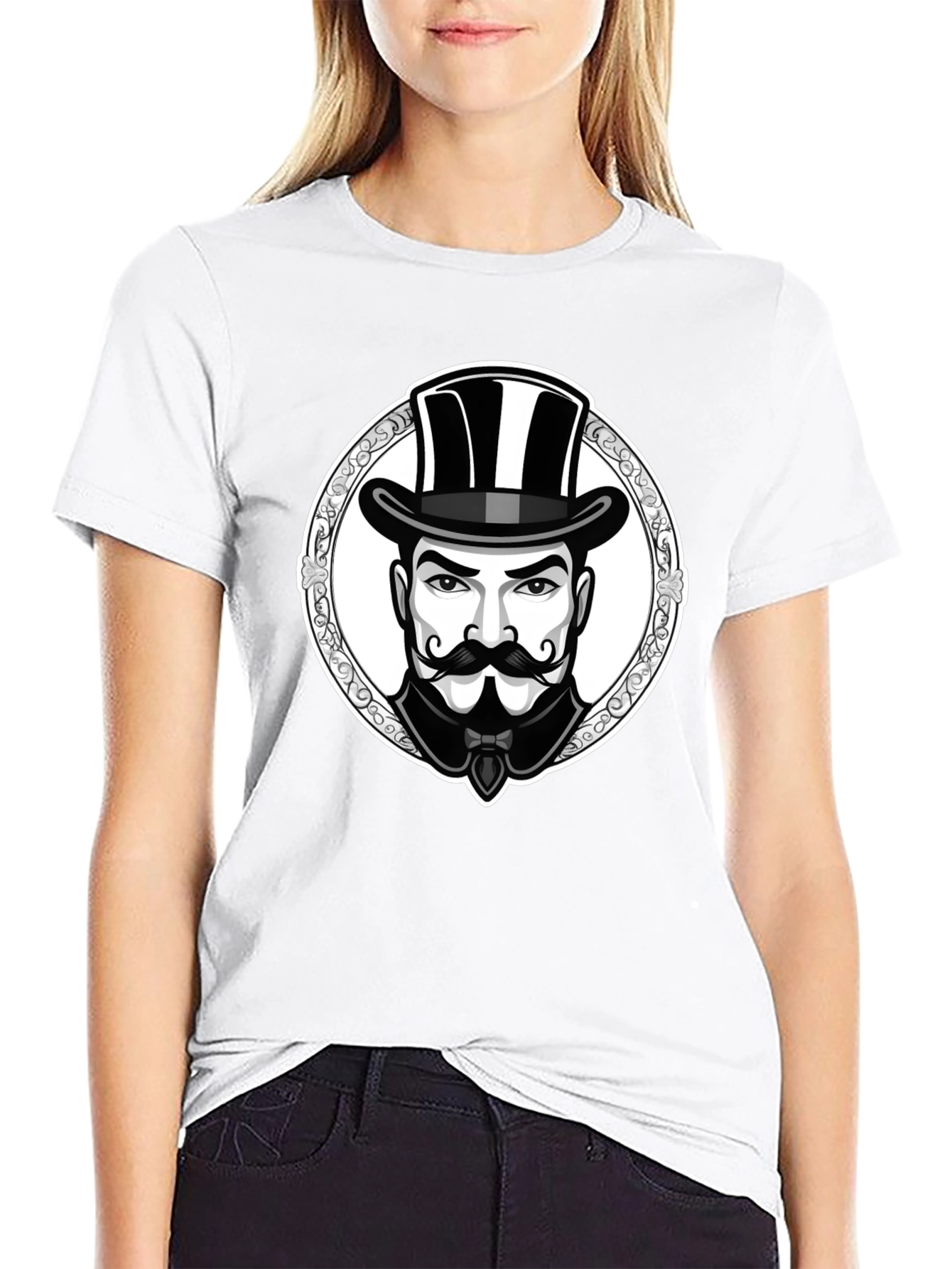 Monochrome Gentleman Graphic T-Shirt