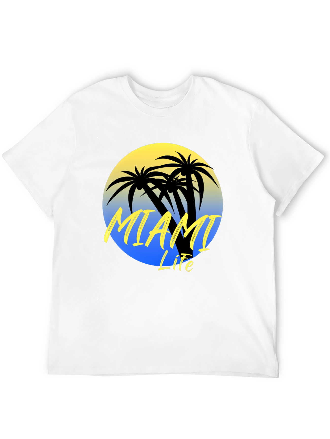 Miami Life Black Graphic T-Shirt Palm Tree Design