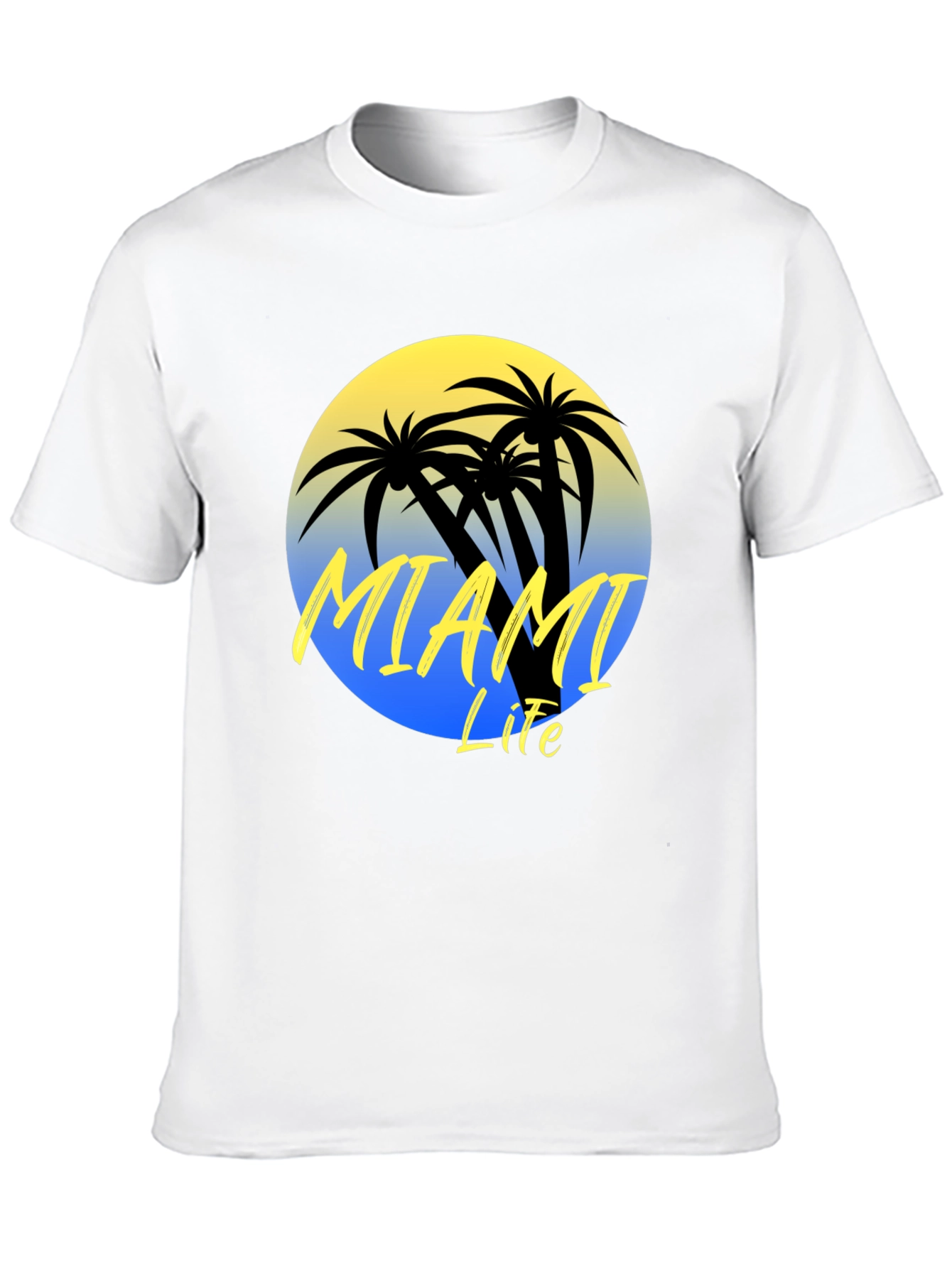 Miami Life Black Graphic T-Shirt Palm Tree Design