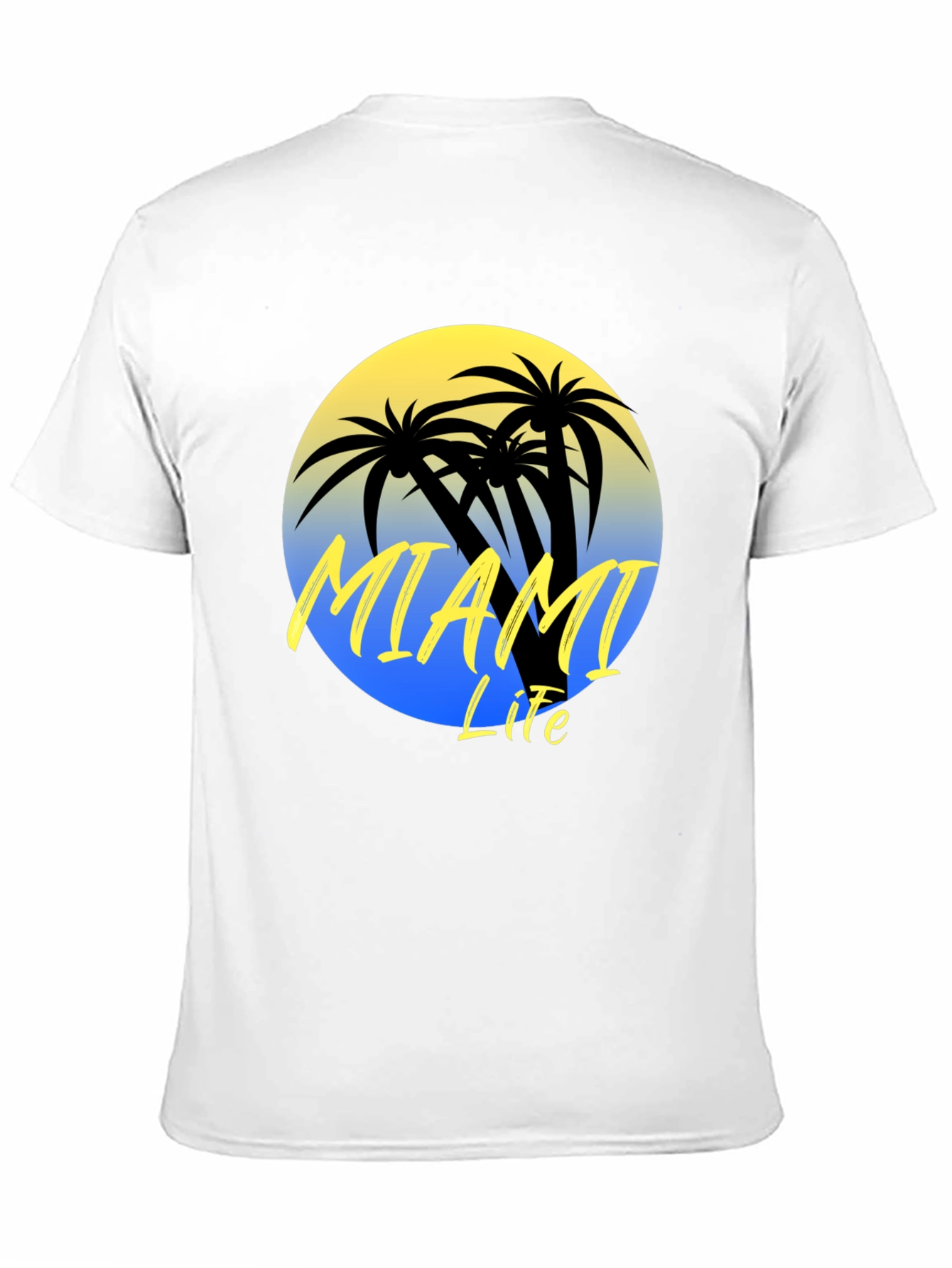 Miami Life Black Graphic T-Shirt Palm Tree Design