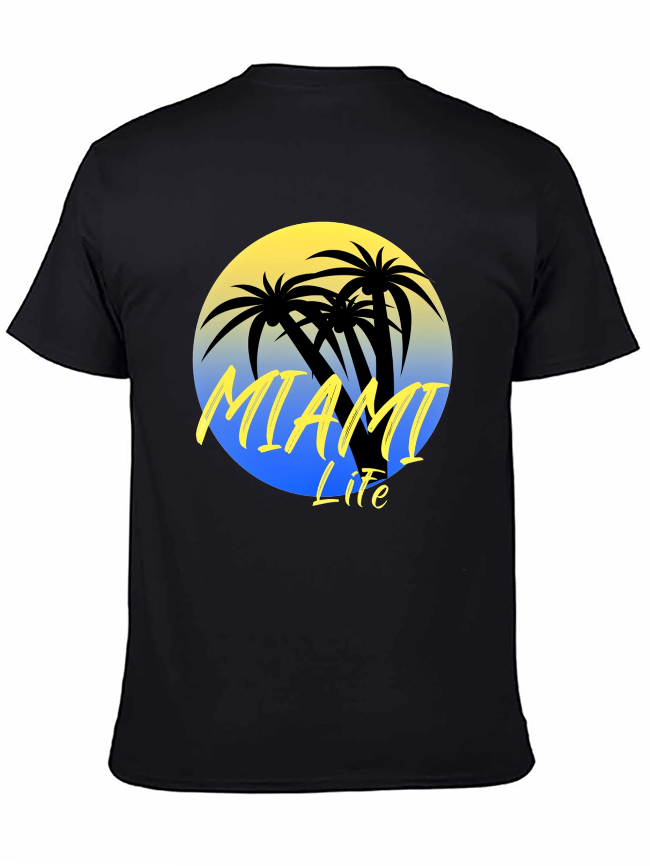 Miami Life Black Graphic T-Shirt Palm Tree Design