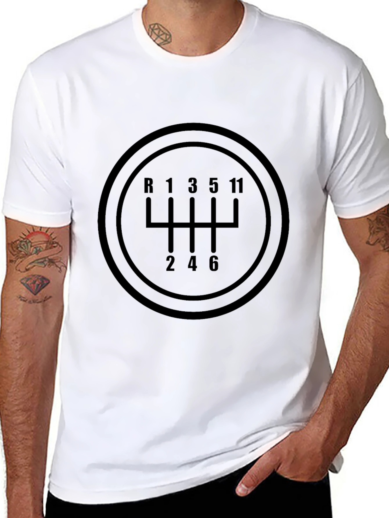 Black Manual Shift Pattern T-Shirt