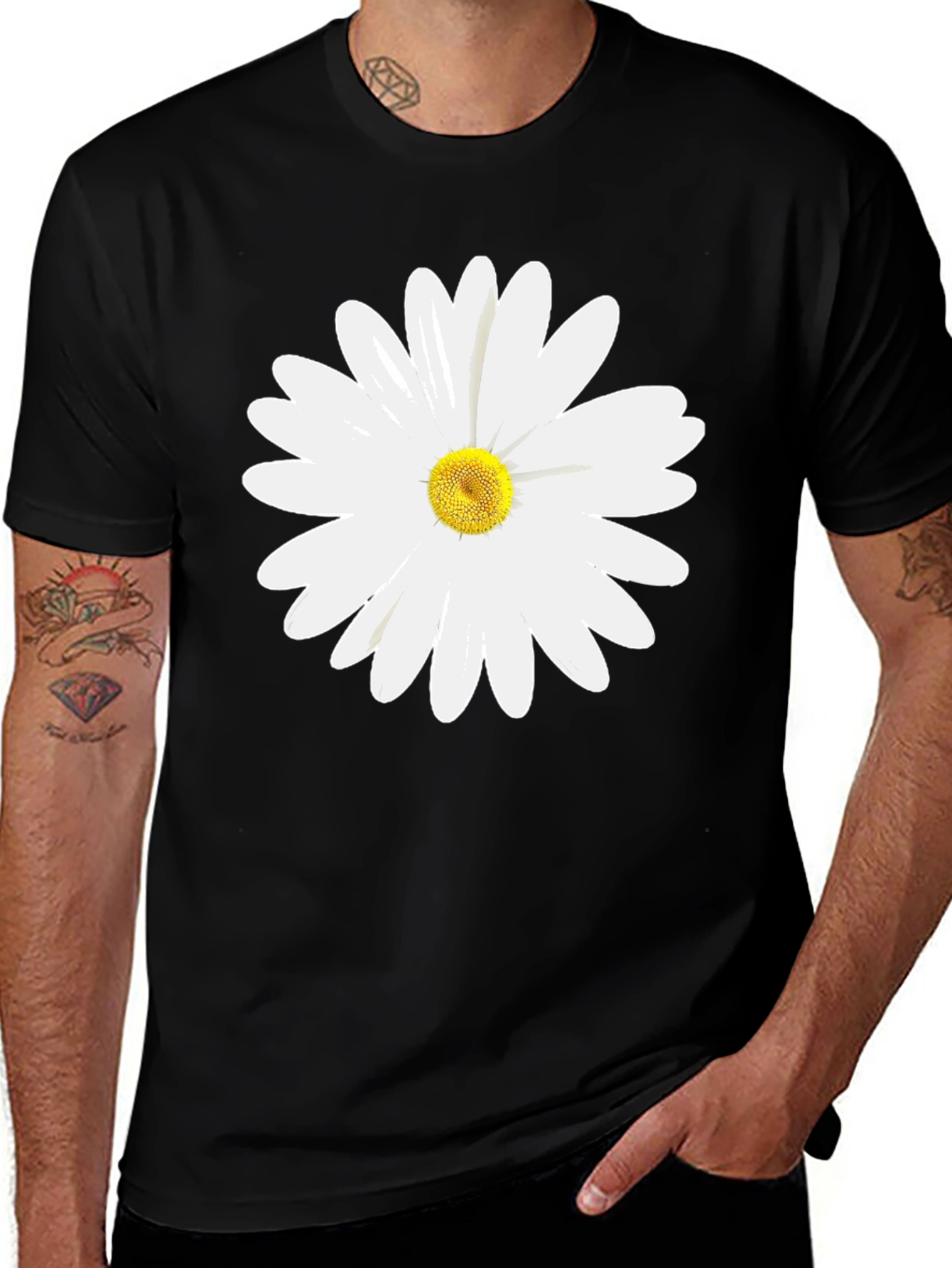 Daisy Graphic Print Black T-Shirt