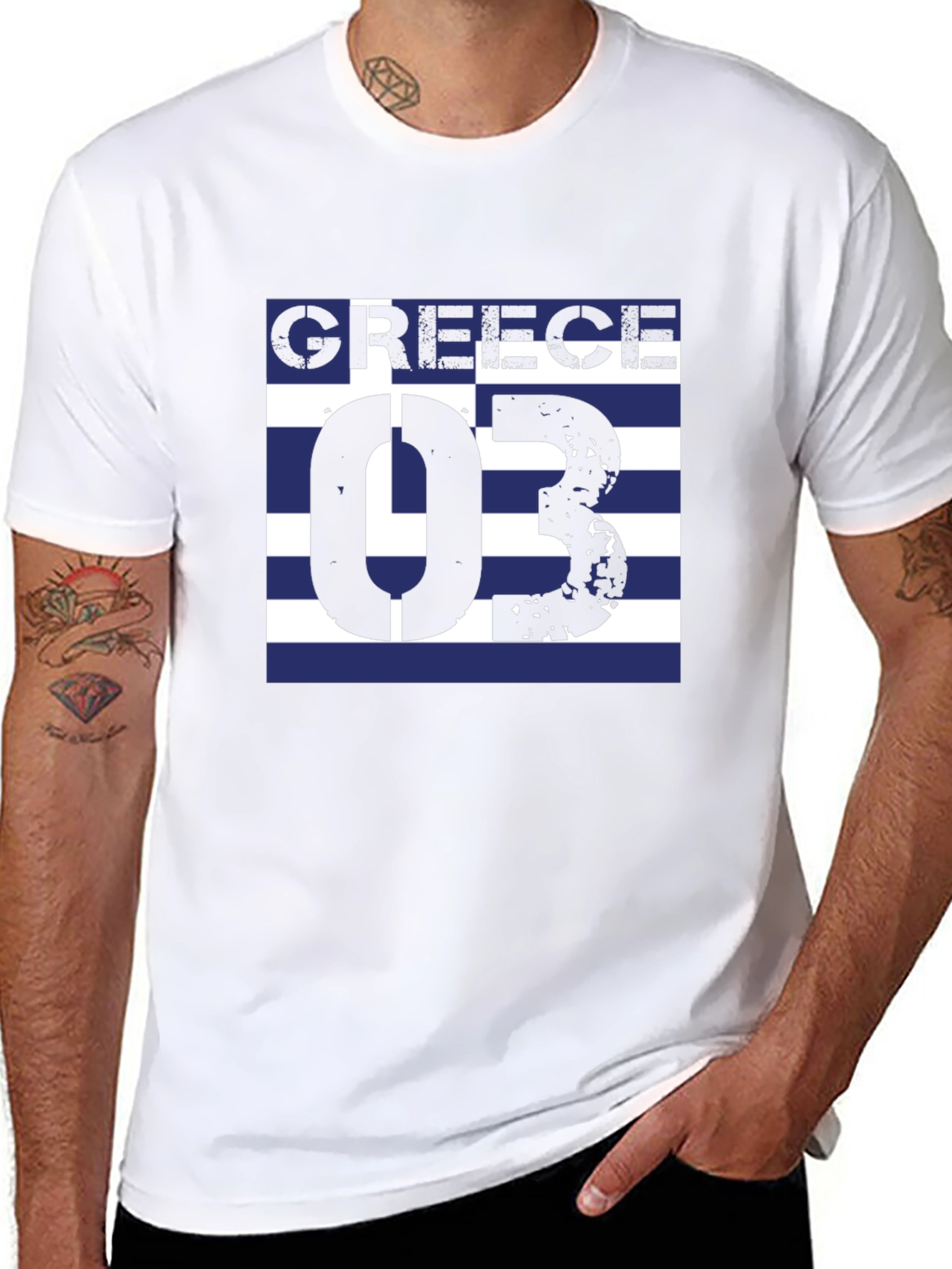 Greece Flag T-Shirt - Black Graphic Tee