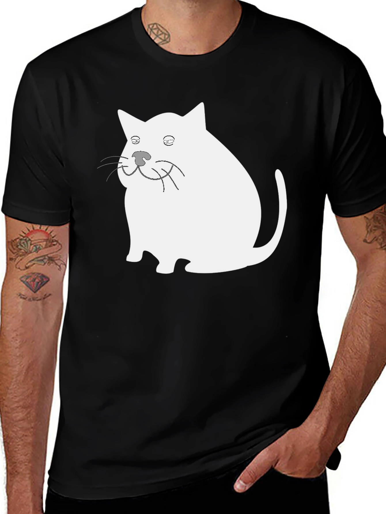 Funny Cat Graphic Black T-Shirt