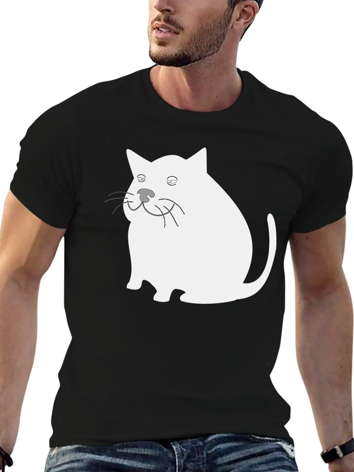 Funny Cat Graphic Black T-Shirt