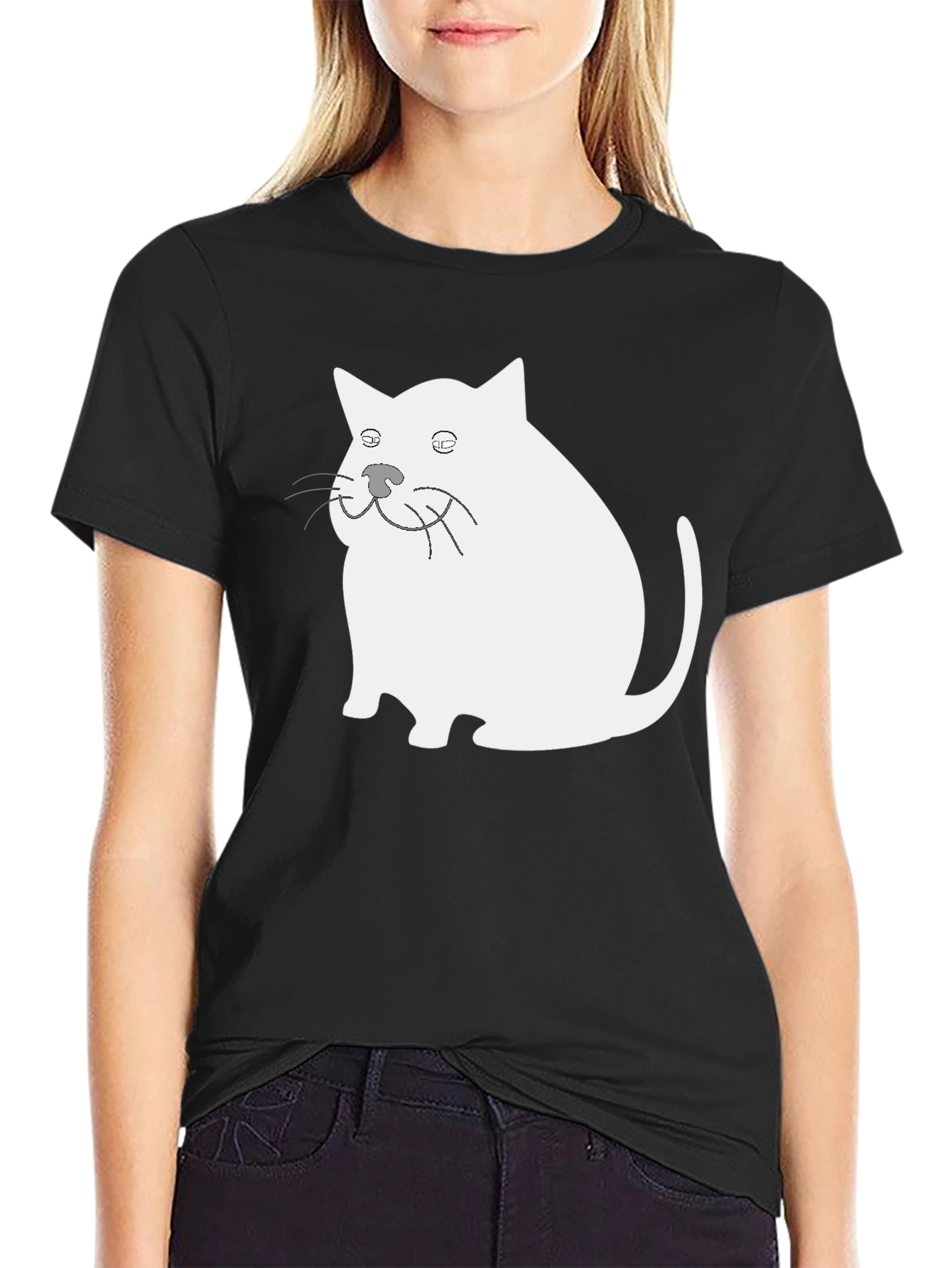 Funny Cat Graphic Black T-Shirt