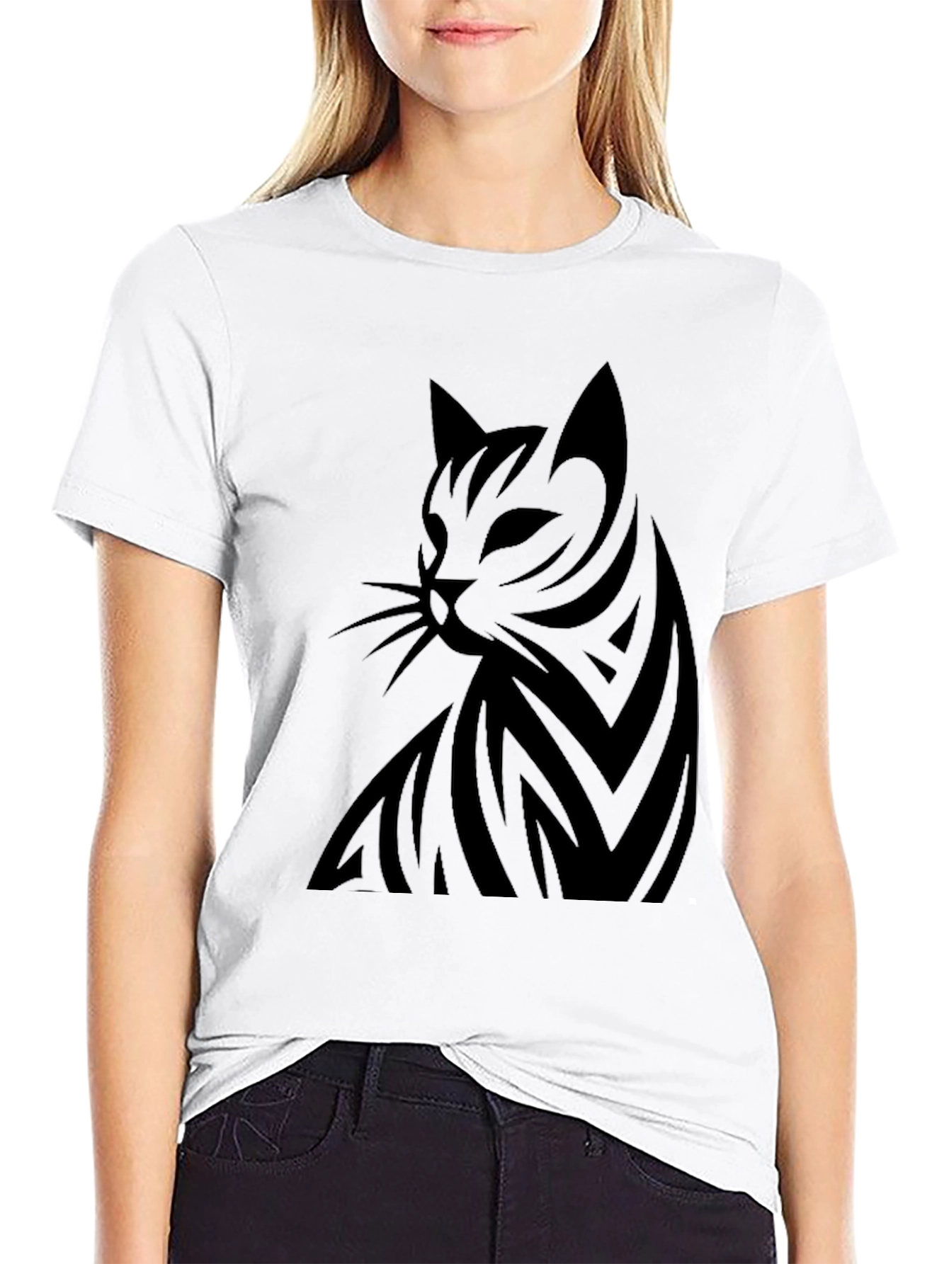 Modern Cat Silhouette Graphic T-Shirt