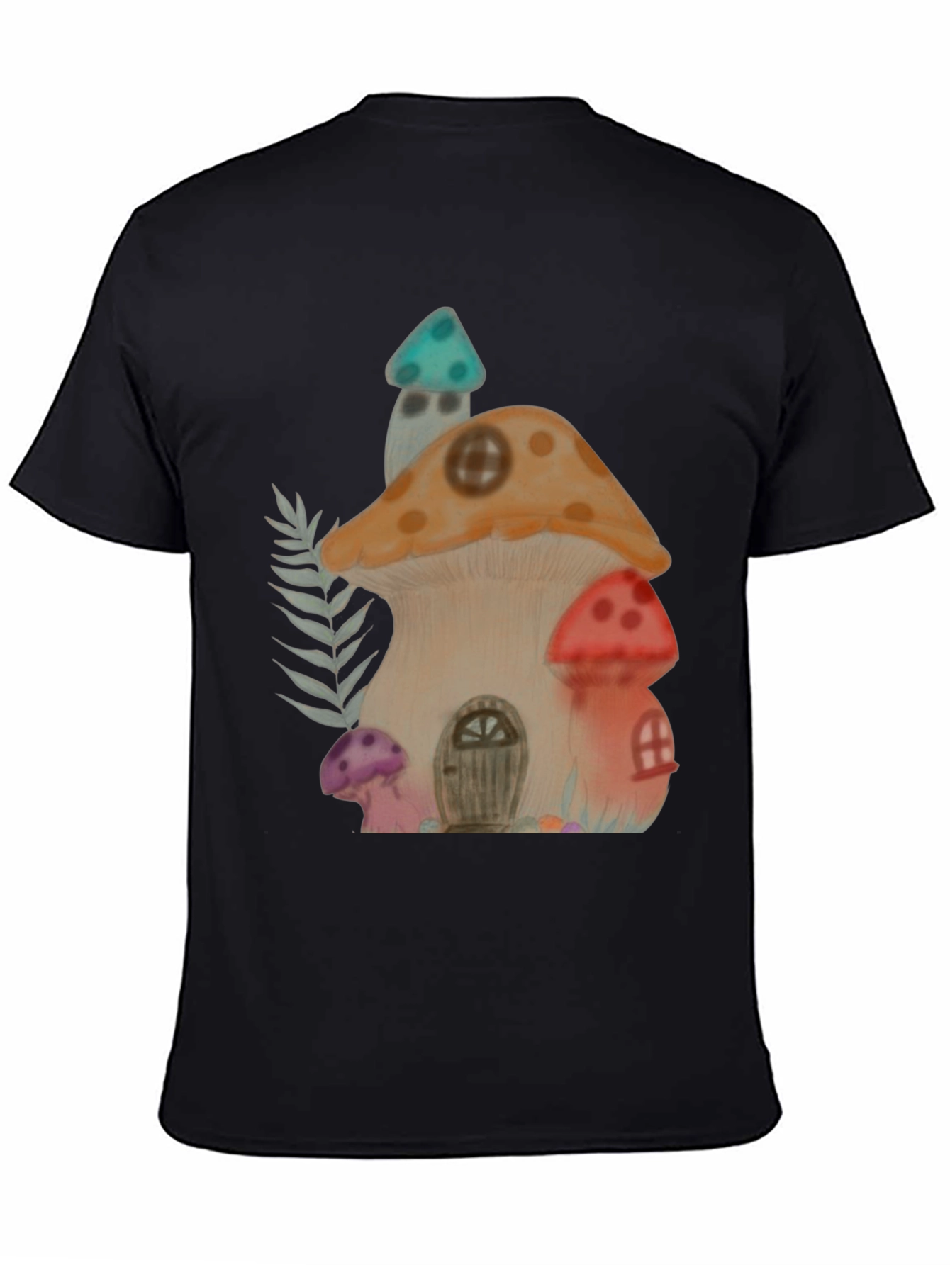 Whimsical Mushroom House Graphic Tee - Unique Design
