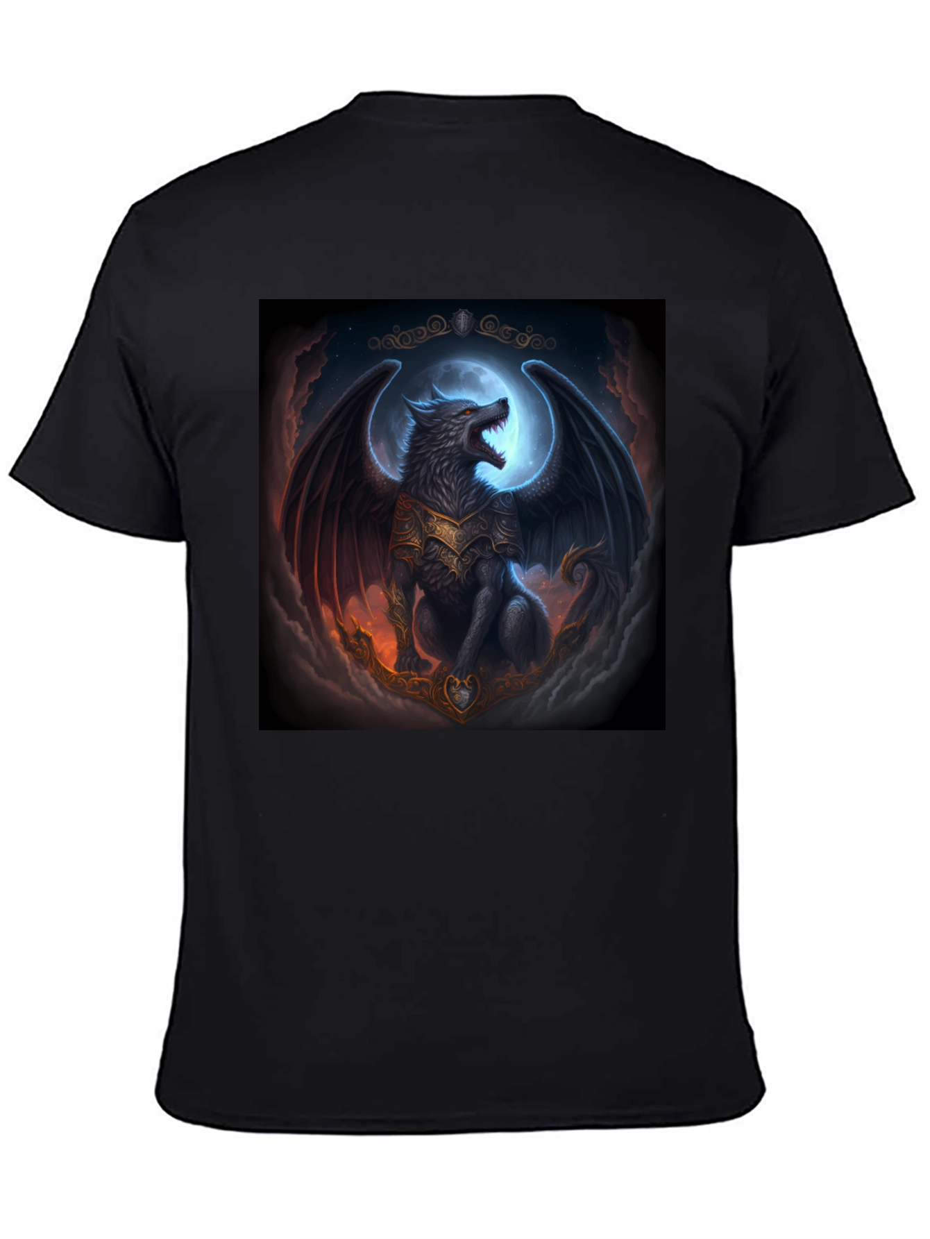 Winged Wolf Graphic T-Shirt - Fantasy Design