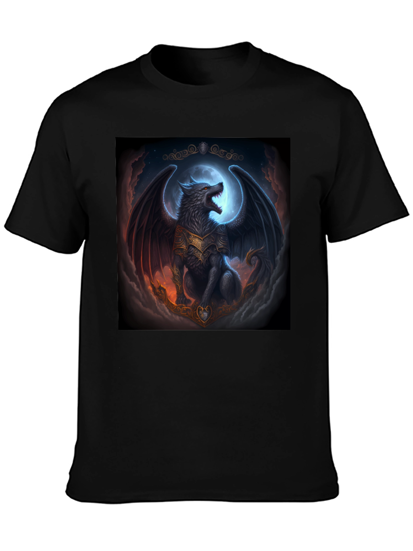 Winged Wolf Graphic T-Shirt - Fantasy Design