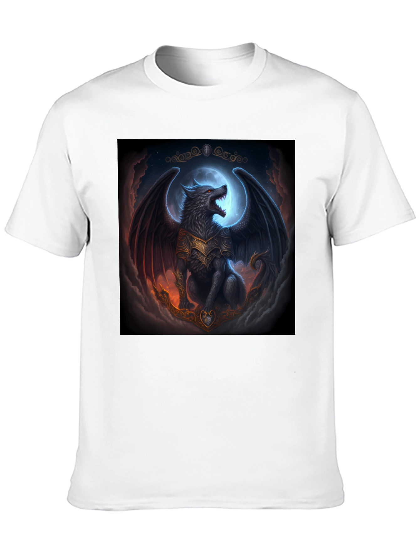 Winged Wolf Graphic T-Shirt - Fantasy Design