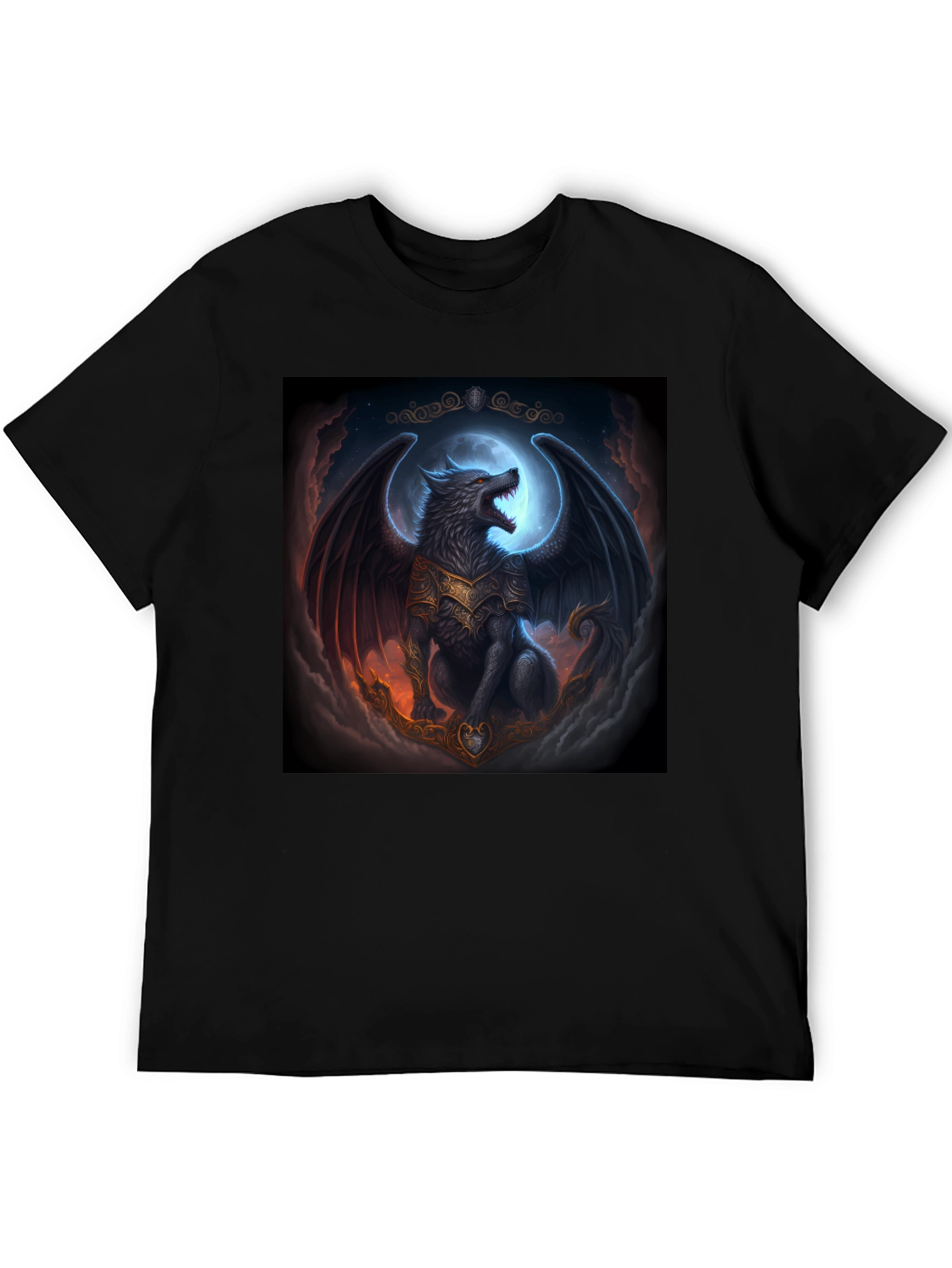 Winged Wolf Graphic T-Shirt - Fantasy Design