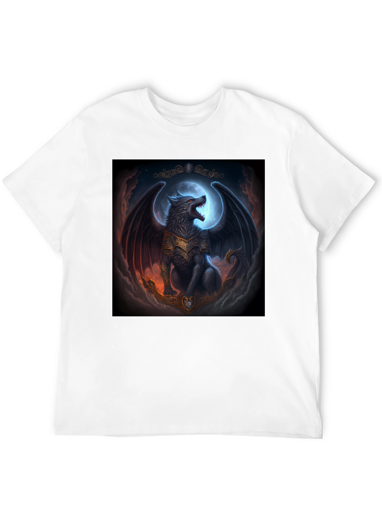 Winged Wolf Graphic T-Shirt - Fantasy Design
