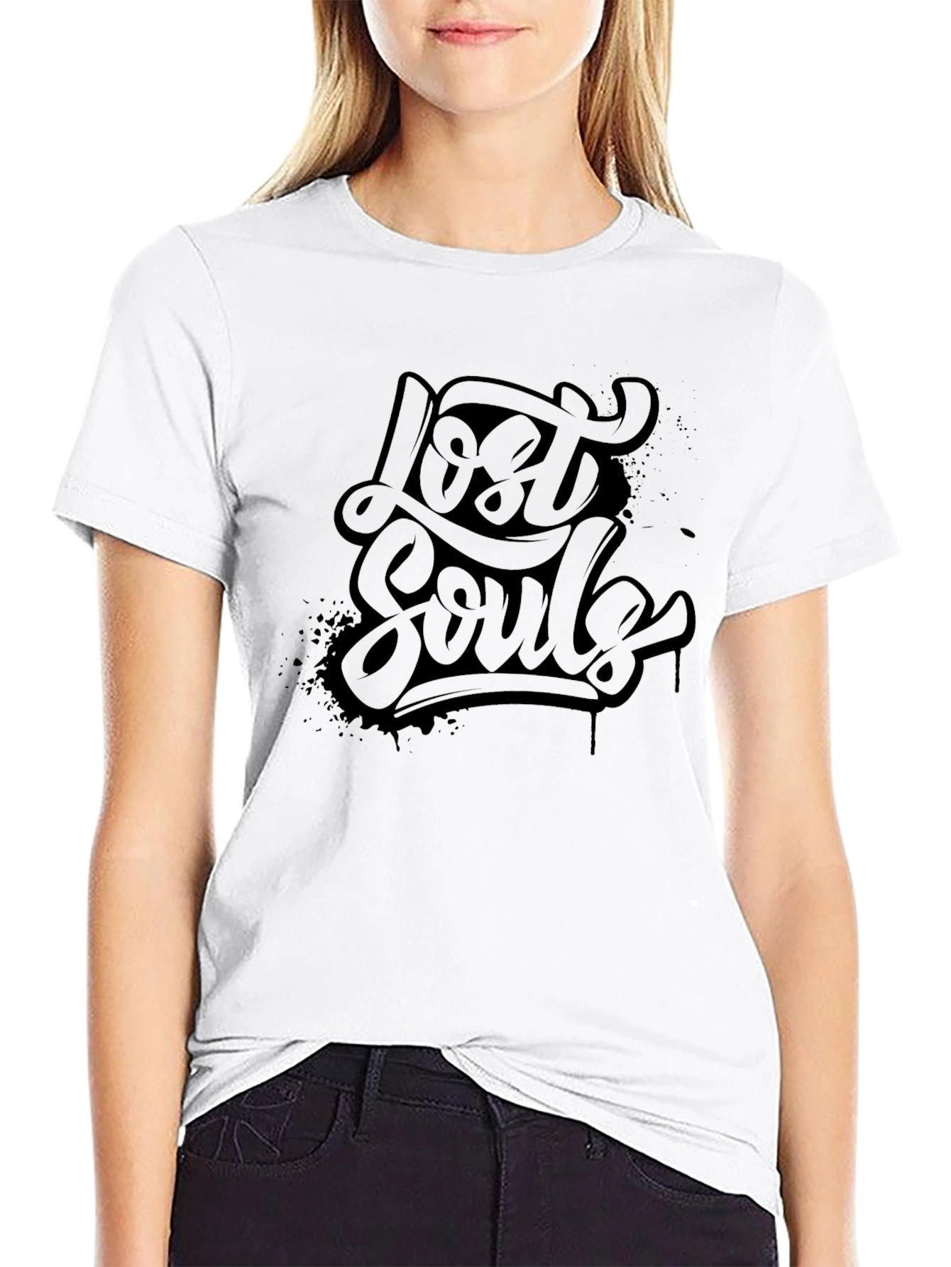 Lost Souls Graphic Print Black T-Shirt