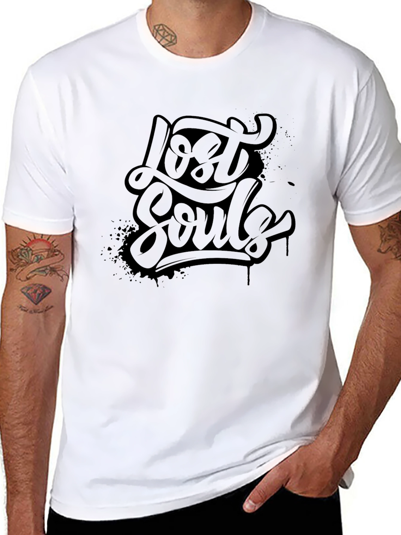 Lost Souls Graphic Print Black T-Shirt