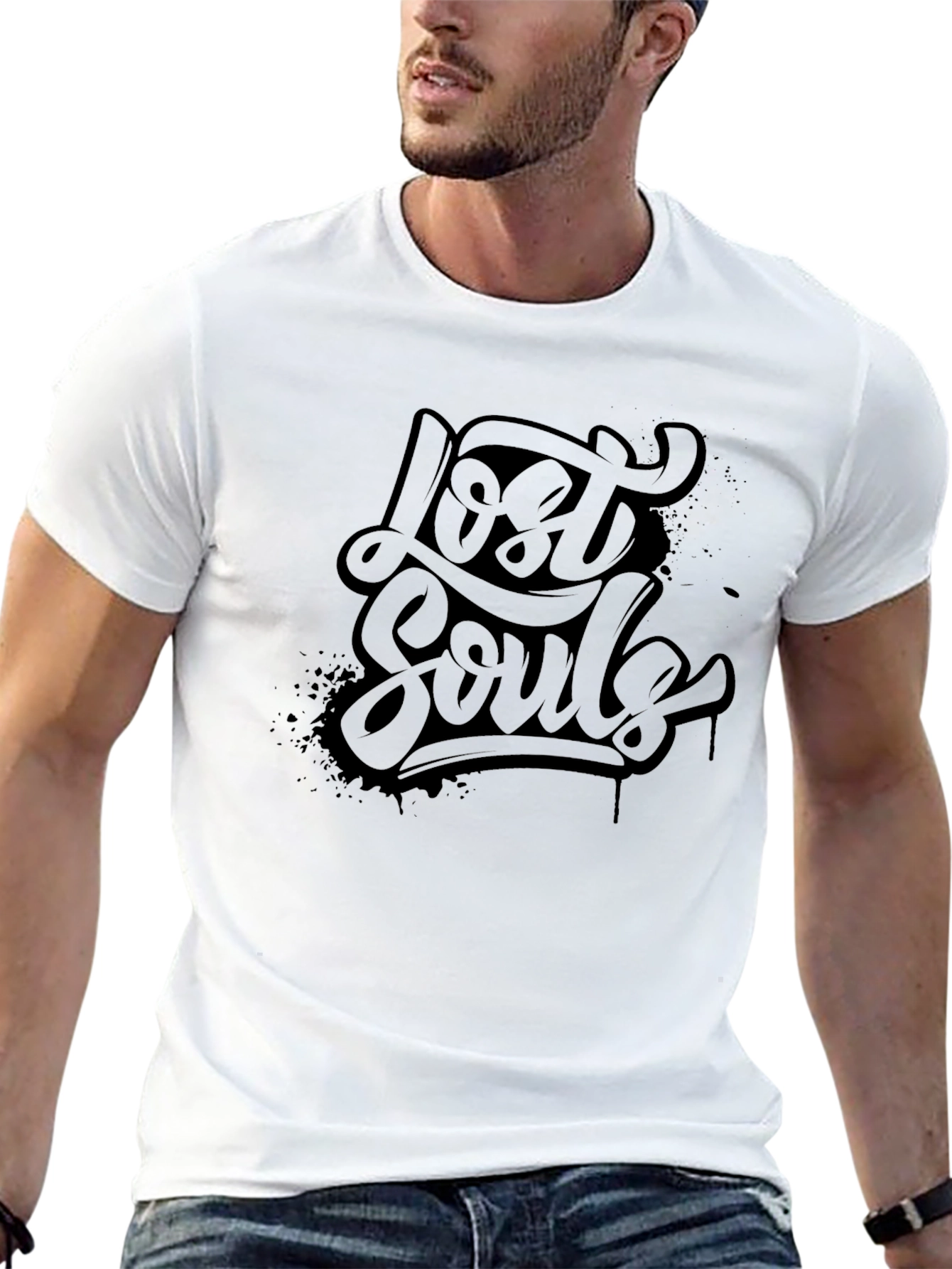 Lost Souls Graphic Print Black T-Shirt