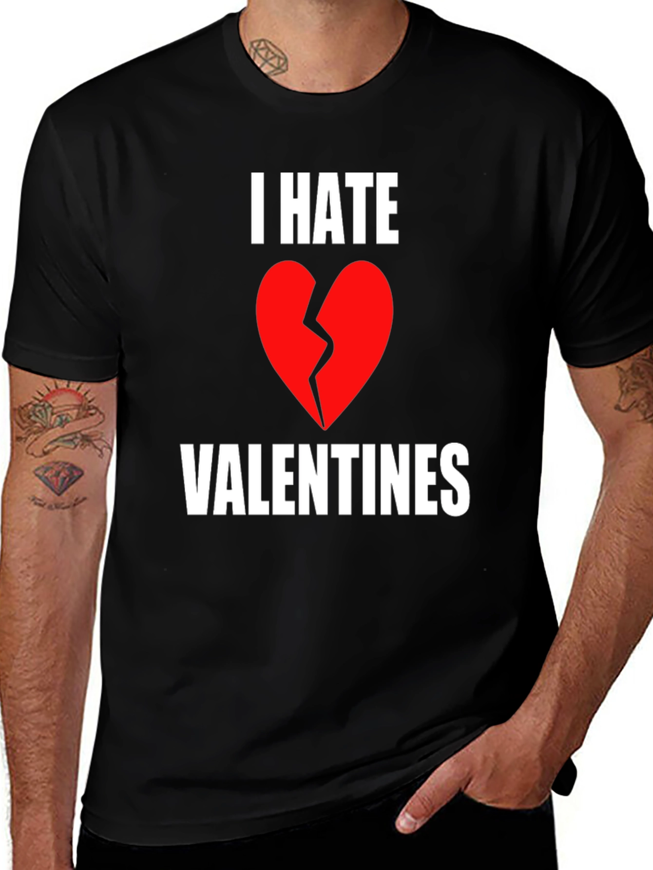 I Hate Valentines Broken Heart Graphic T-Shirt