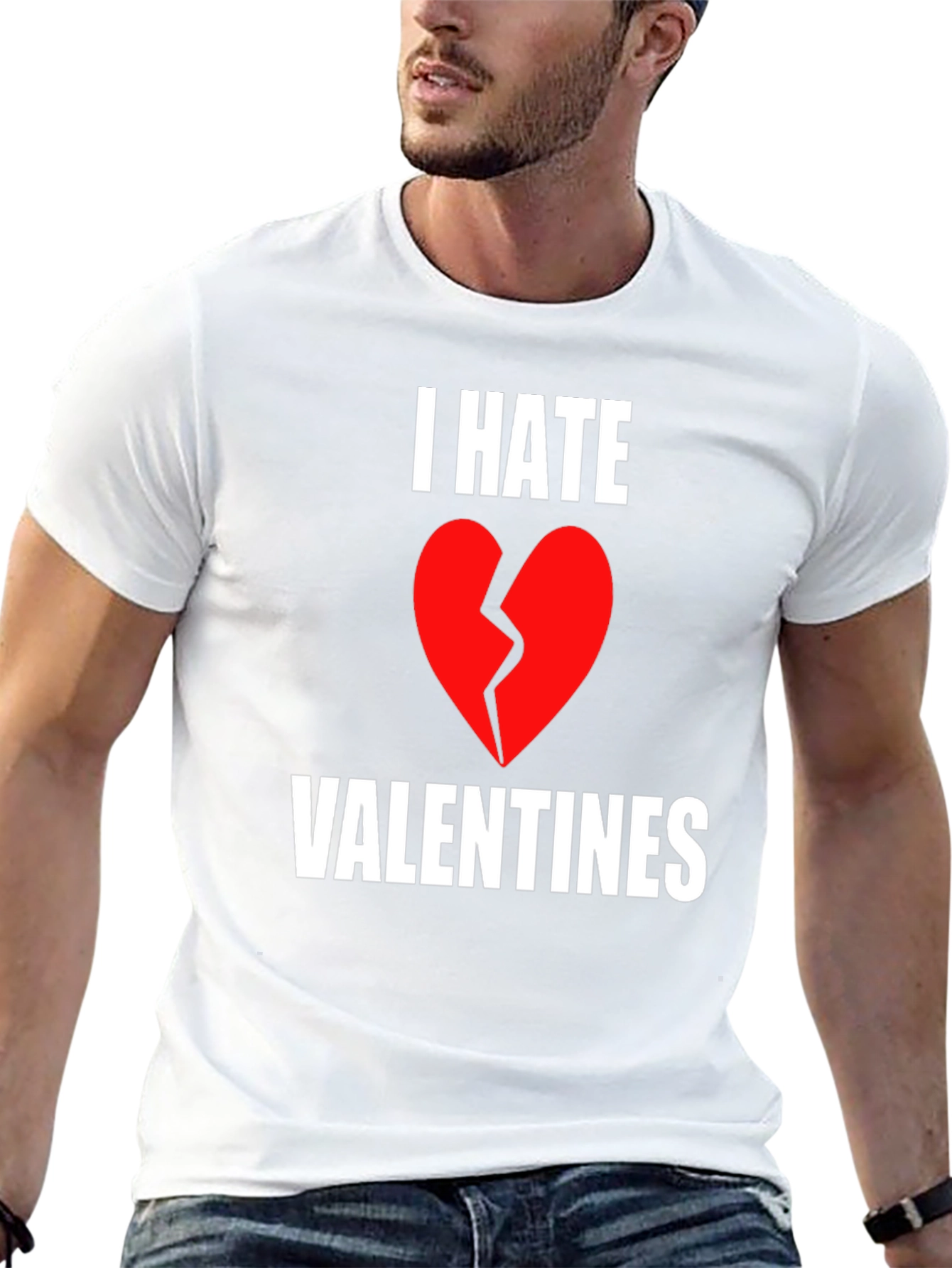 I Hate Valentines Broken Heart Graphic T-Shirt