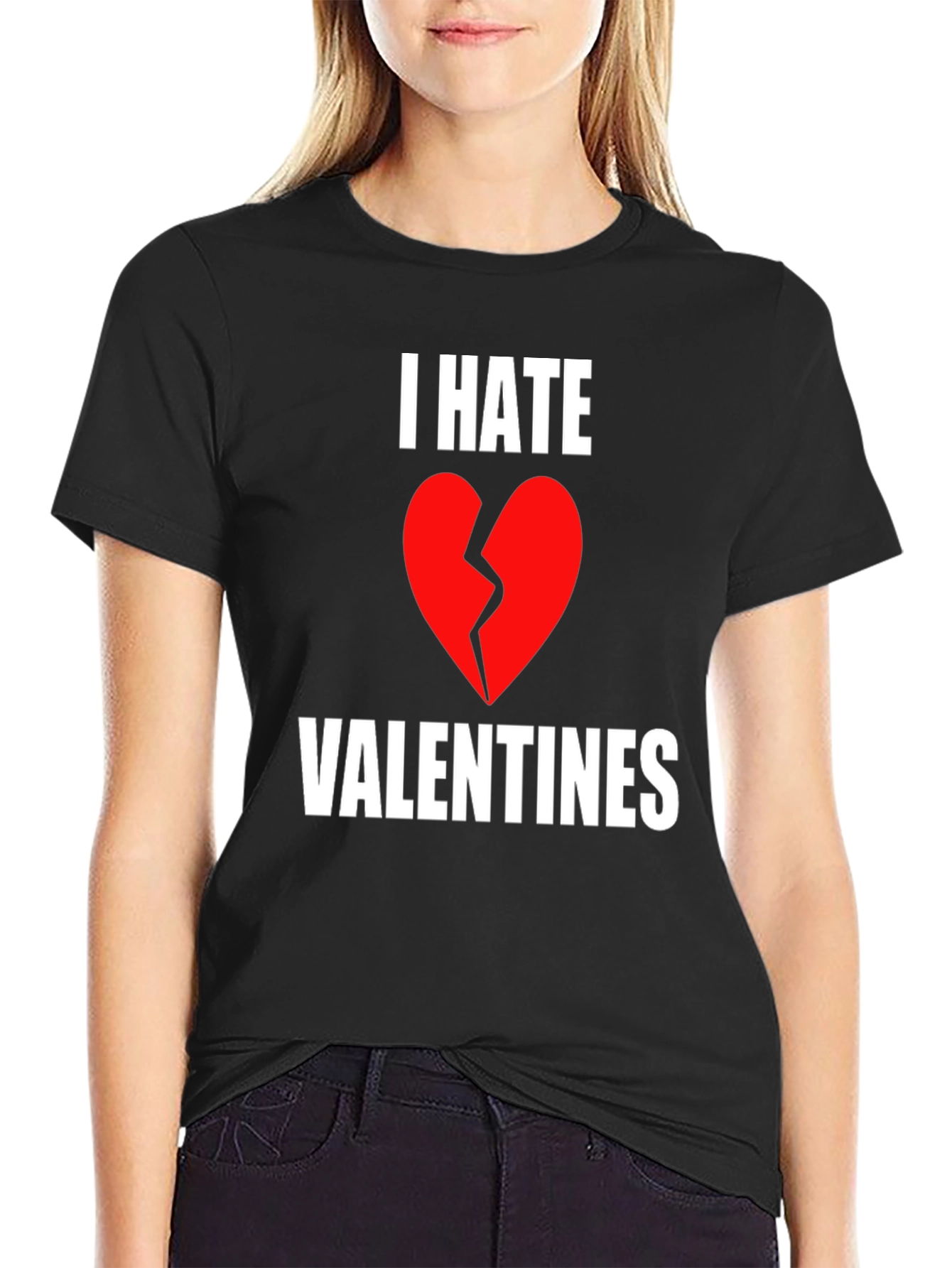 I Hate Valentines Broken Heart Graphic T-Shirt