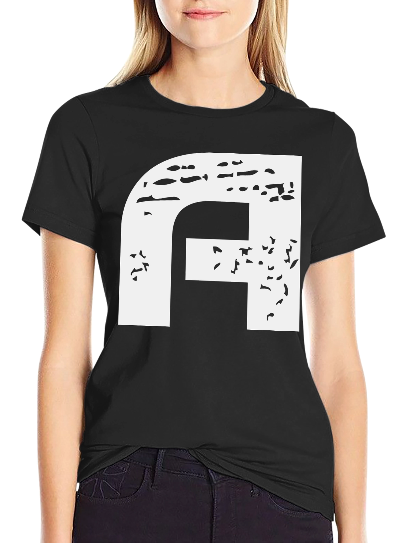Distressed Letter A Black T-Shirt