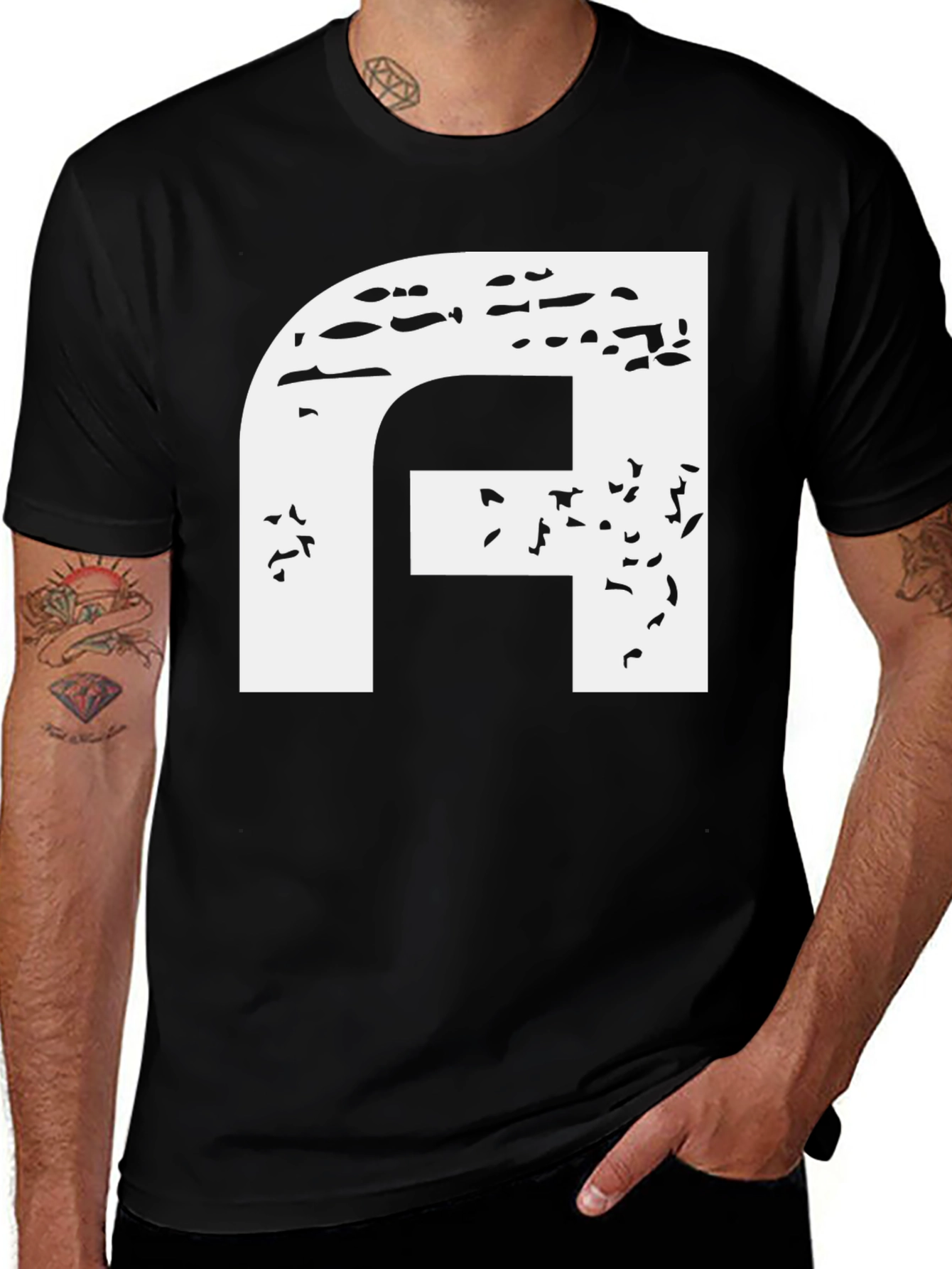 Distressed Letter A Black T-Shirt
