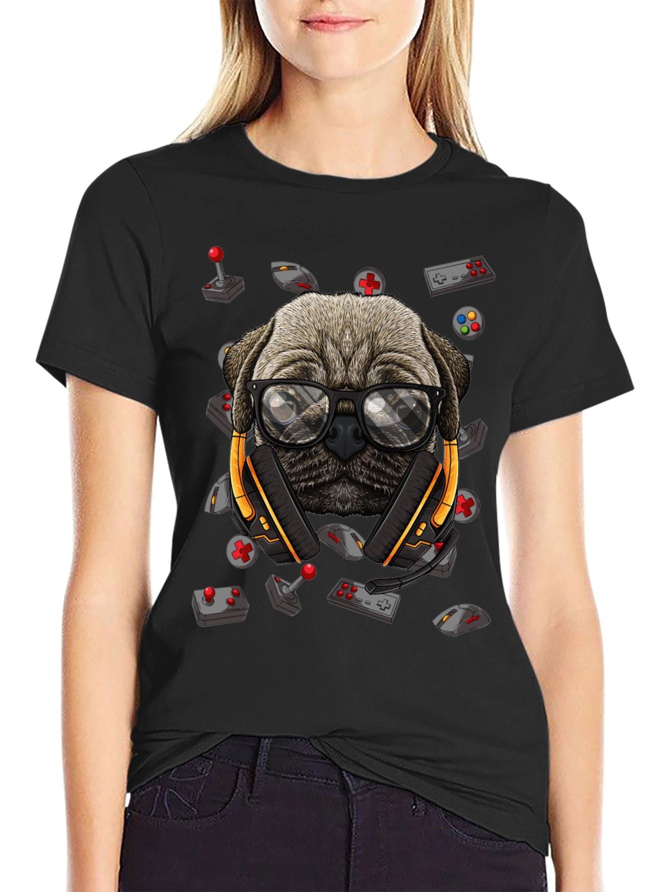 Gamer Pug T-Shirt - Geeky Dog Tee