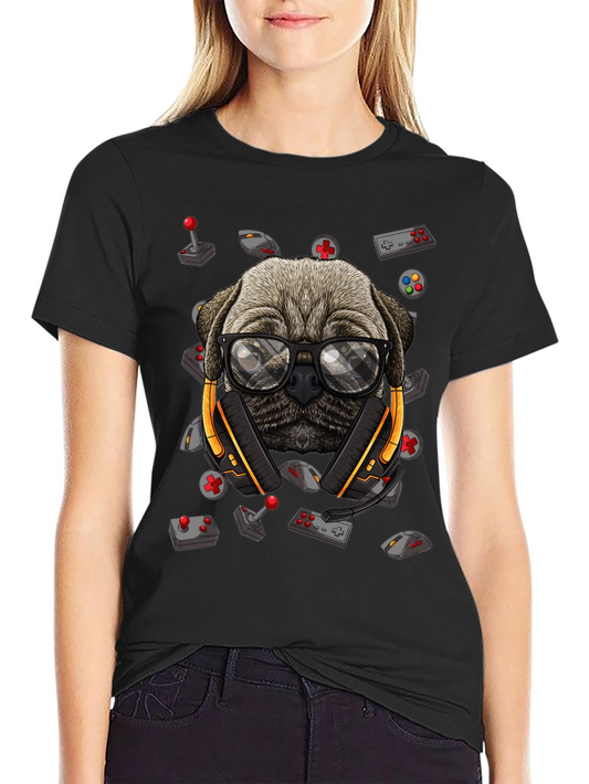 Gamer Pug T-Shirt - Geeky Dog Tee