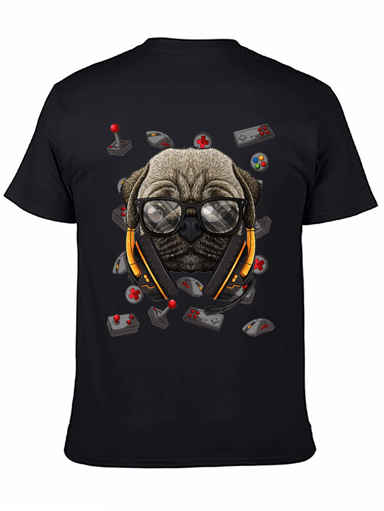 Gamer Pug T-Shirt - Geeky Dog Tee