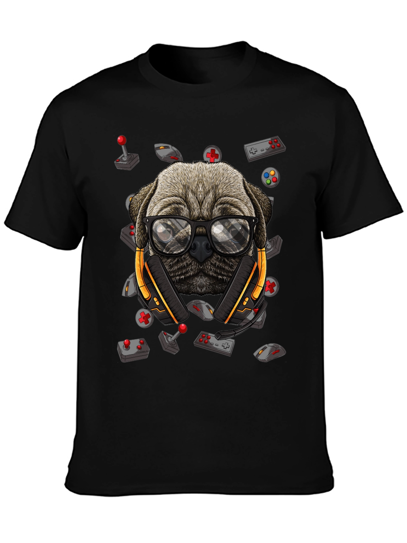 Gamer Pug T-Shirt - Geeky Dog Tee