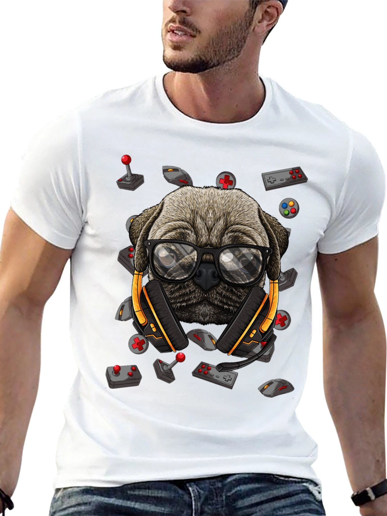 Gamer Pug T-Shirt - Geeky Dog Tee