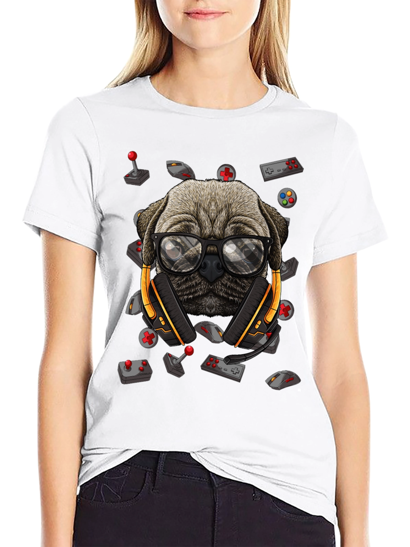 Gamer Pug T-Shirt - Geeky Dog Tee