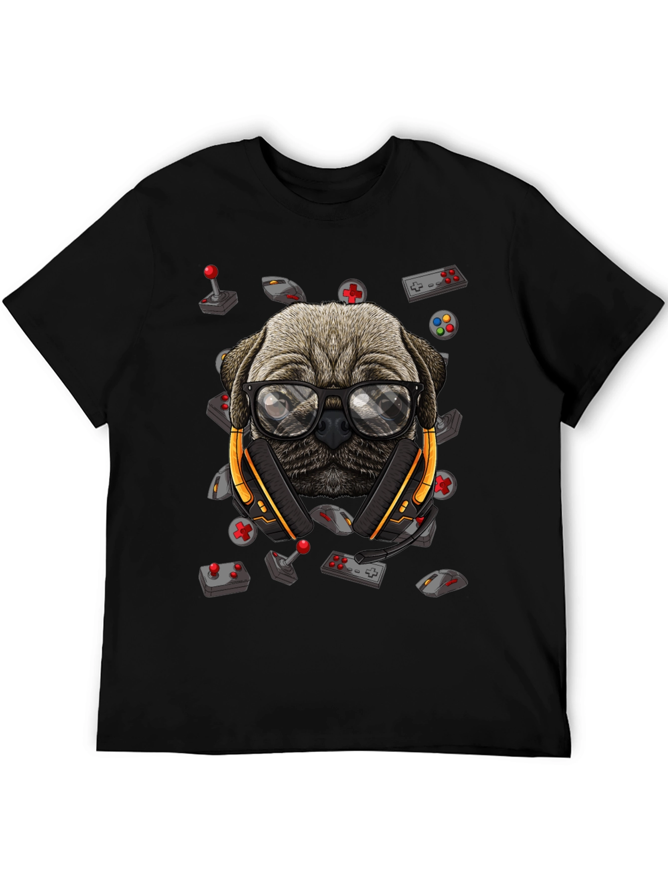 Gamer Pug T-Shirt - Geeky Dog Tee