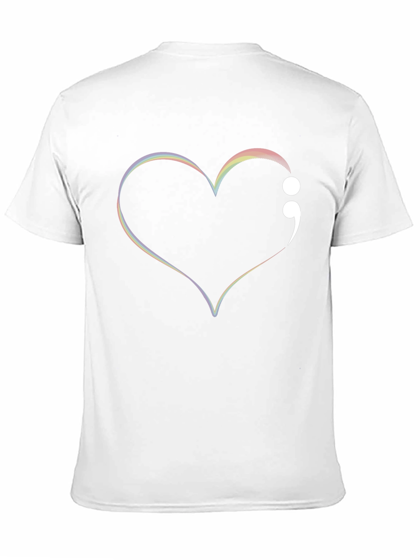 Rainbow Heart Semicolon Black Tee - Mental Health Awareness