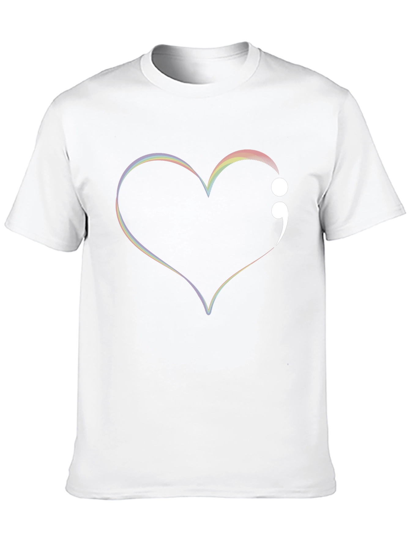 Rainbow Heart Semicolon Black Tee - Mental Health Awareness
