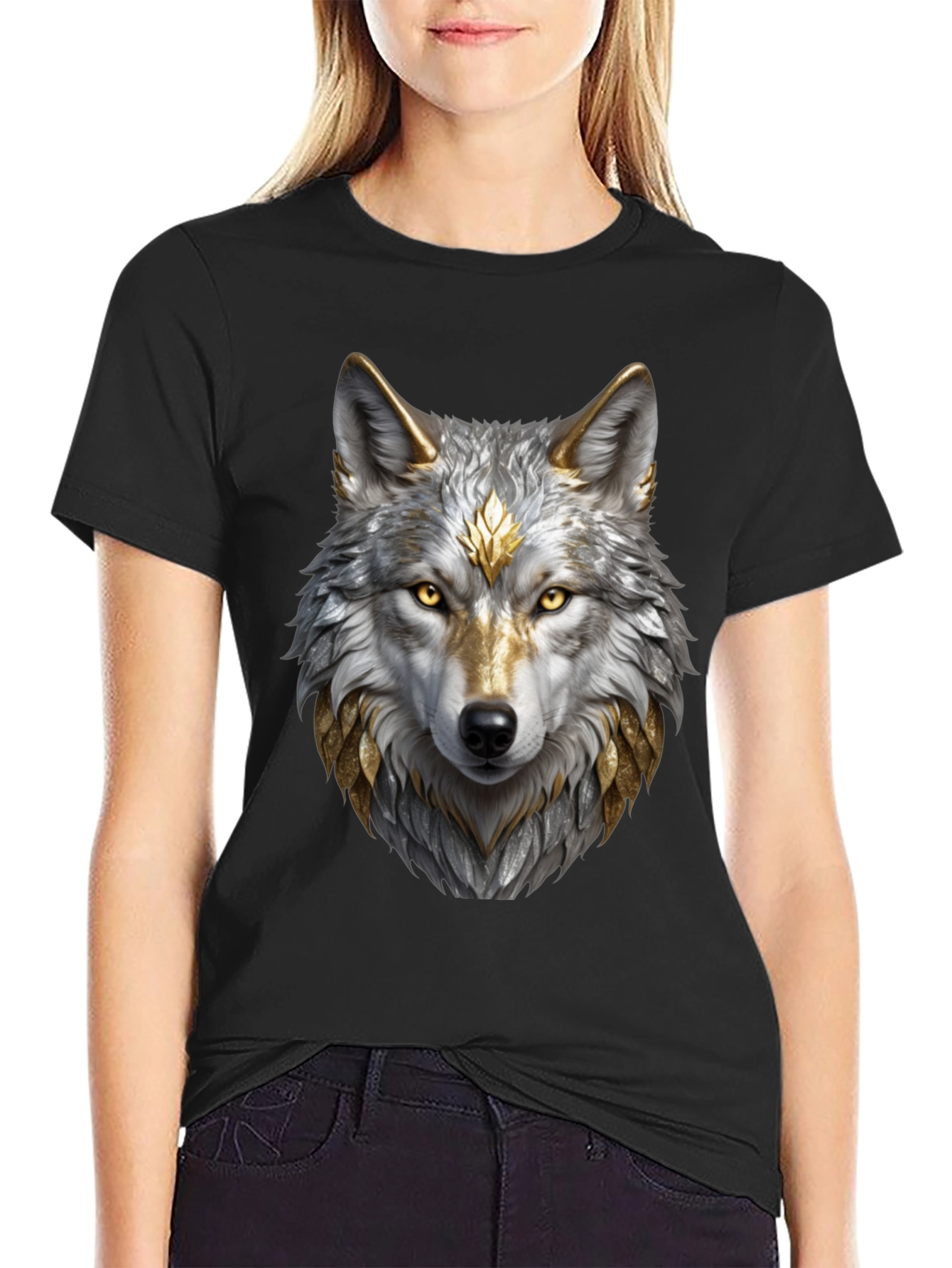 Wolf Graphic Tee - Majestic Animal Design Black Shirt