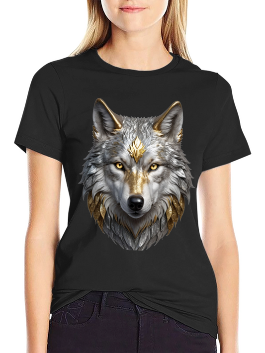 Wolf Graphic Tee - Majestic Animal Design Black Shirt