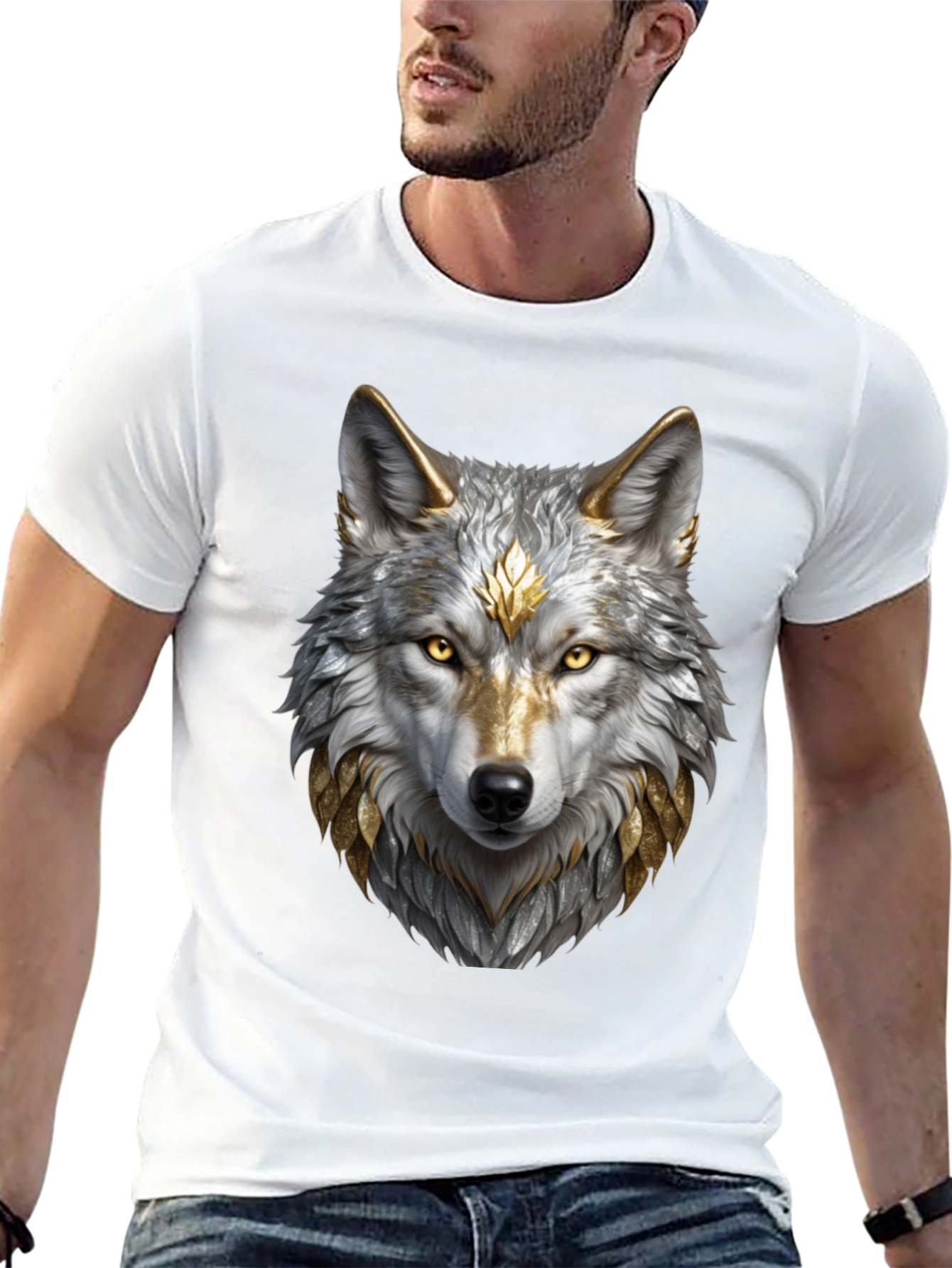 Wolf Graphic Tee - Majestic Animal Design Black Shirt