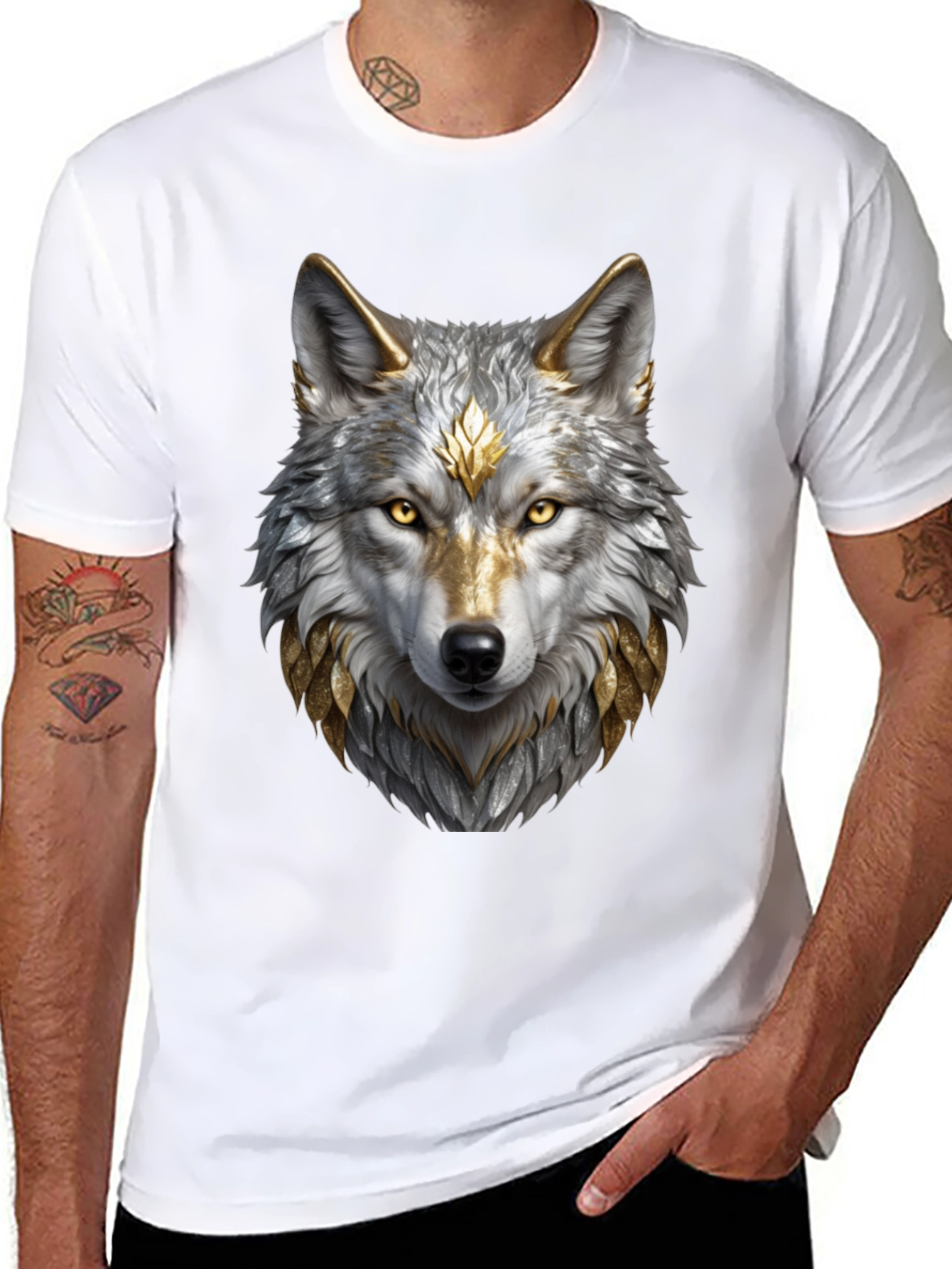 Wolf Graphic Tee - Majestic Animal Design Black Shirt