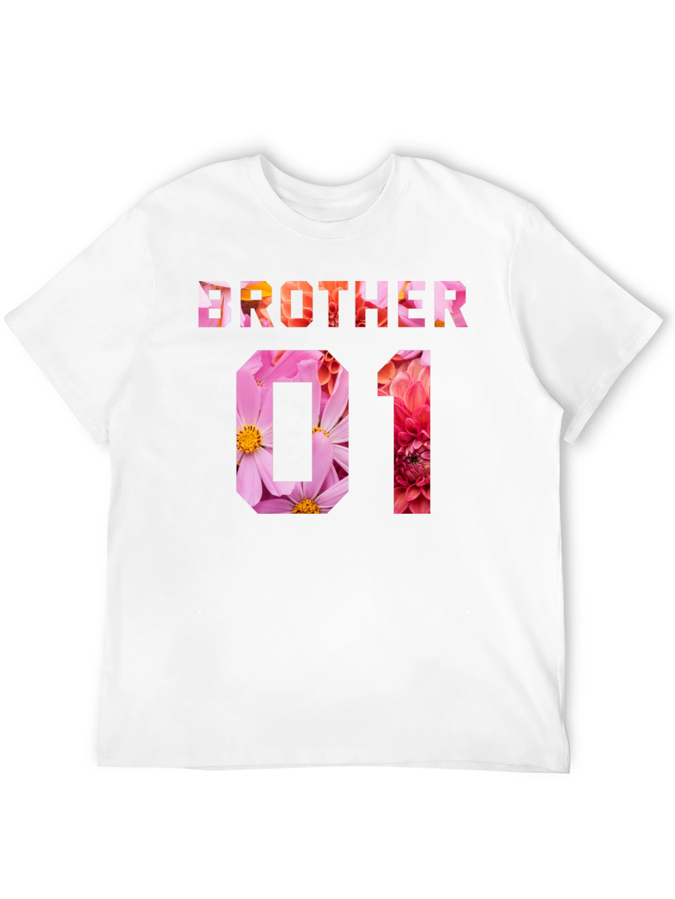 Brother 01 Floral Print Black T-Shirt