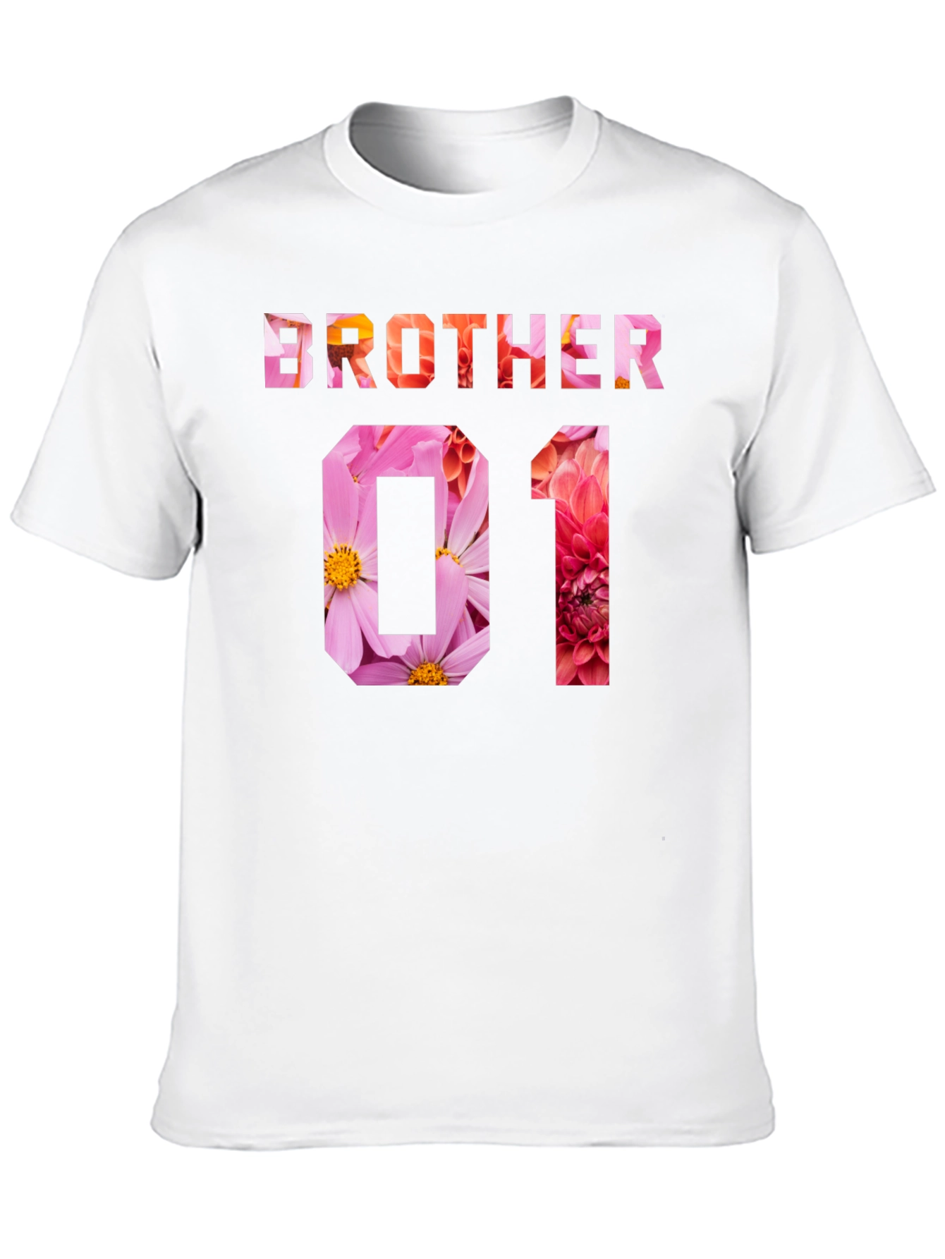 Brother 01 Floral Print Black T-Shirt