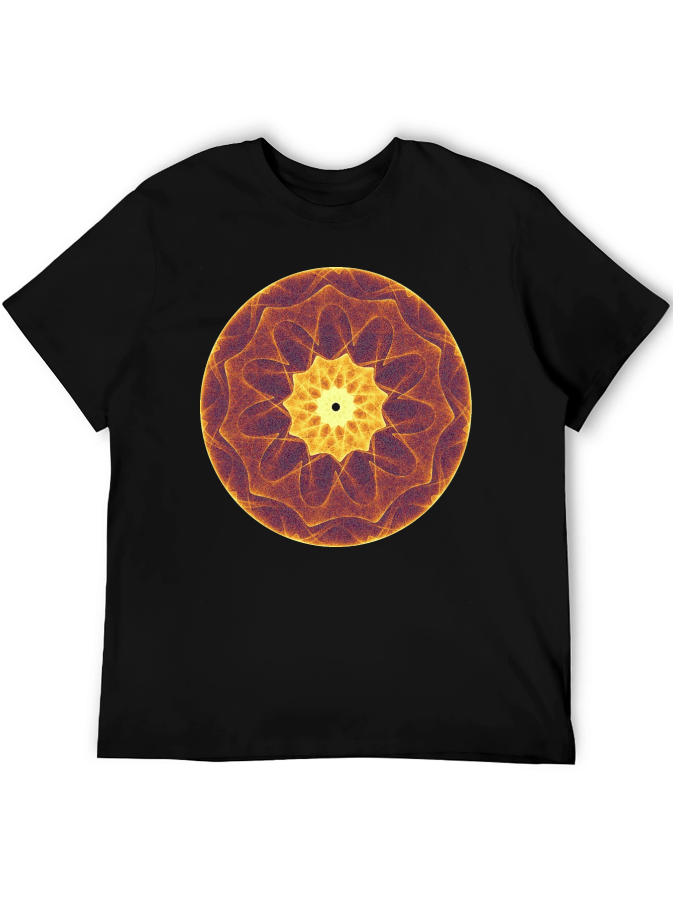 Abstract Mandala Graphic Print T-Shirt - Black