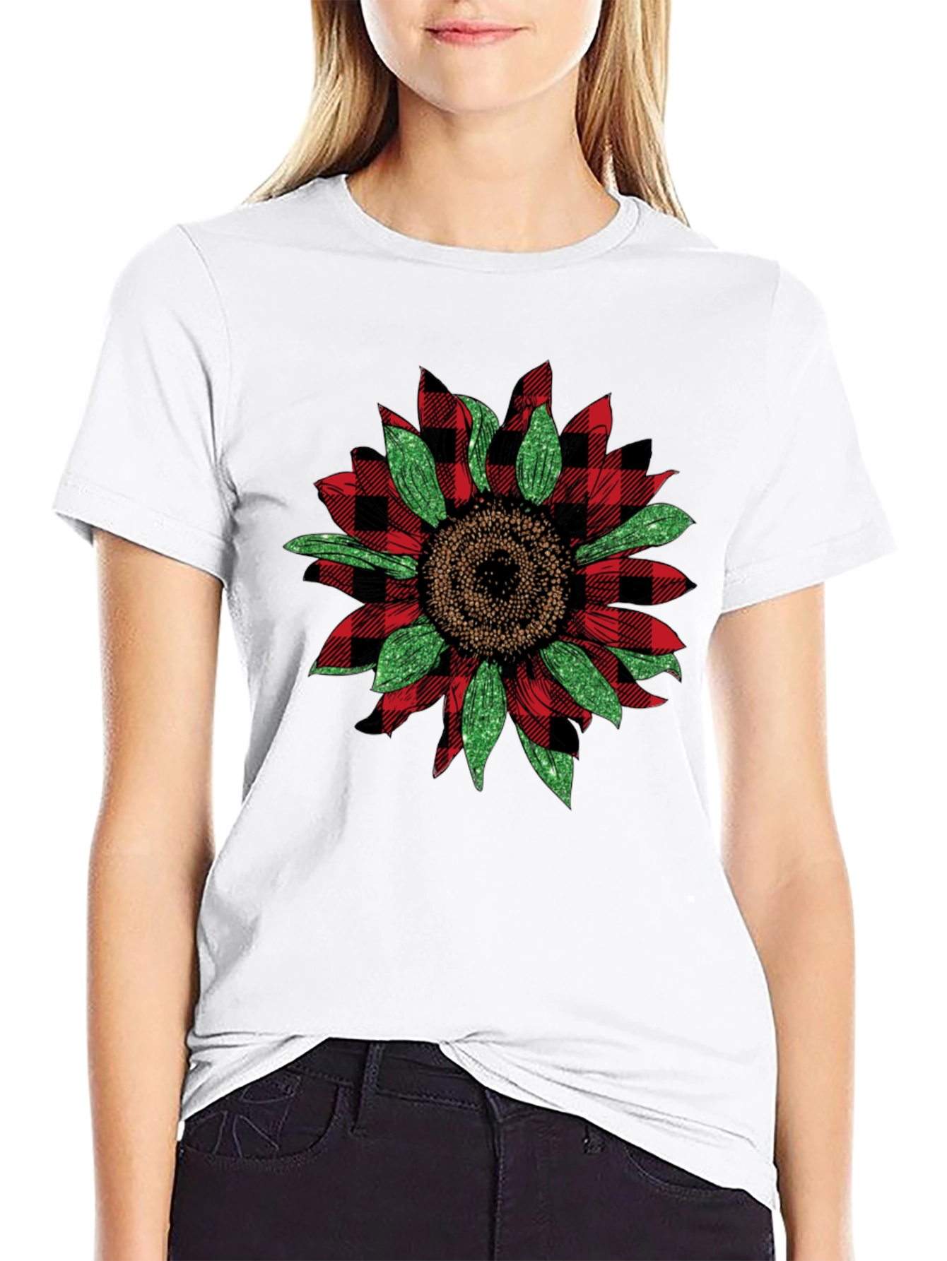 Plaid Sunflower Graphic Tee