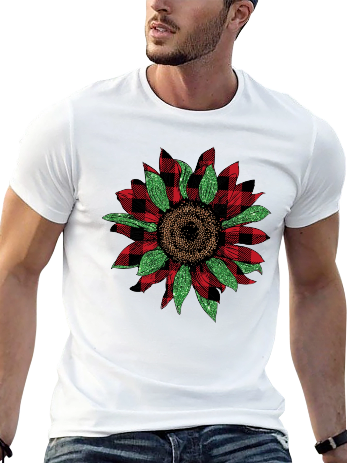 Plaid Sunflower Graphic Tee