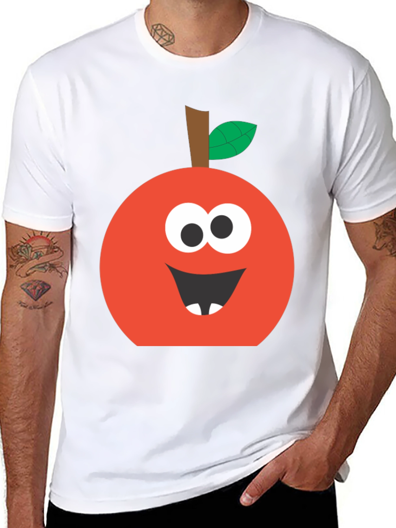 Funny Apple Face T-Shirt - Cute Cartoon Graphic Tee