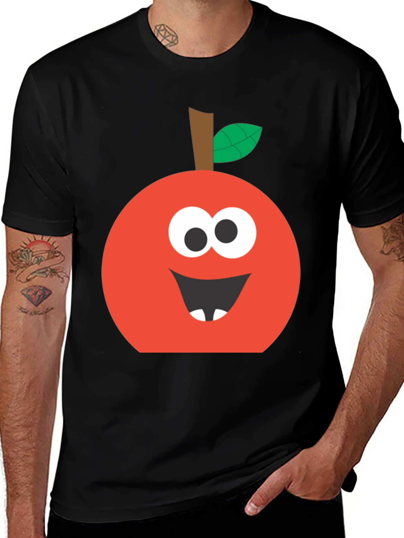 Funny Apple Face T-Shirt - Cute Cartoon Graphic Tee
