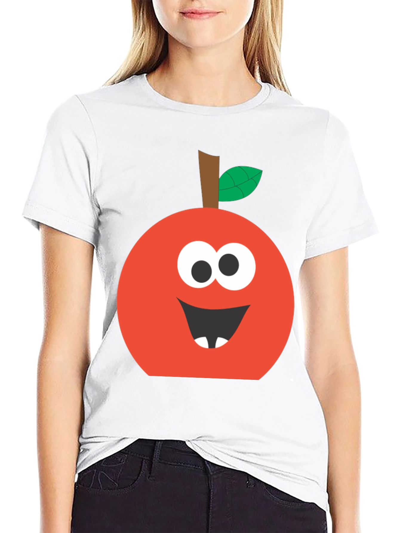 Funny Apple Face T-Shirt - Cute Cartoon Graphic Tee