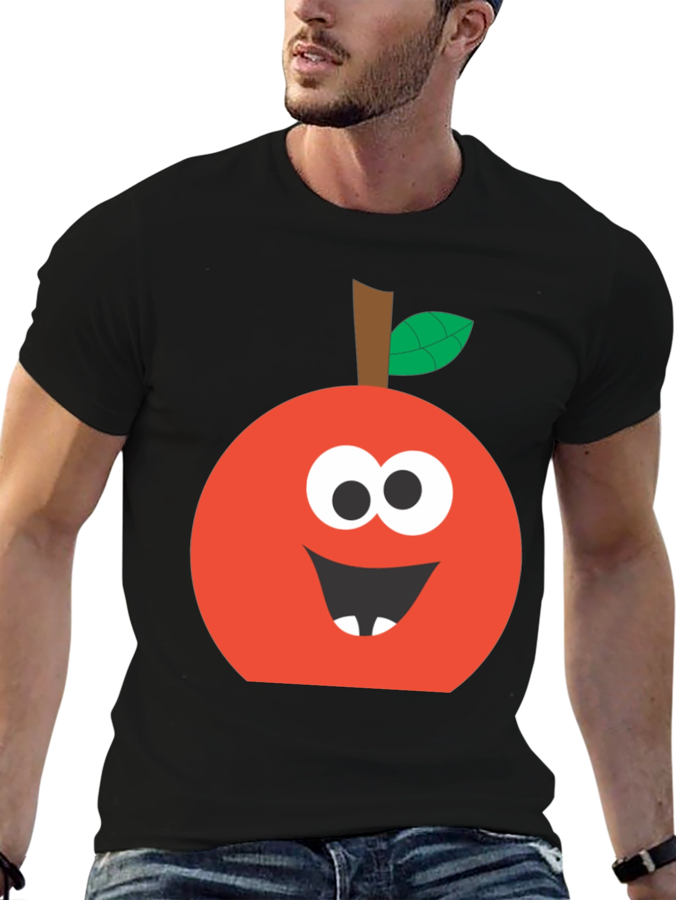 Funny Apple Face T-Shirt - Cute Cartoon Graphic Tee