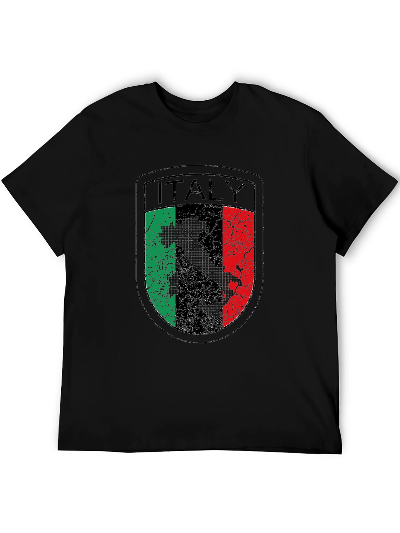 Italy Flag Graphic Tee - Distressed Shield Design
